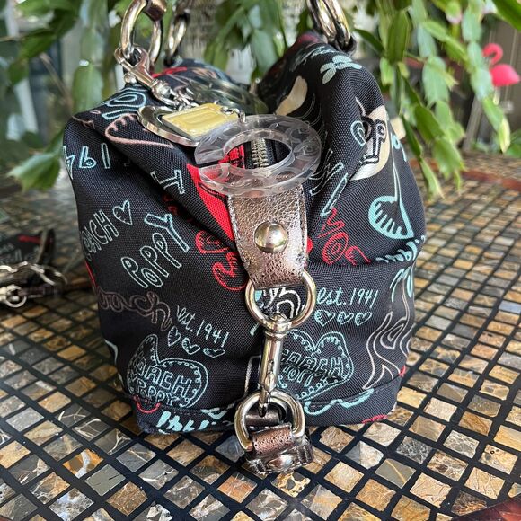 Coach Poppy Graffiti Sabrina Satchel Bag 2 Charms & Wallet - Picture 10 of 12